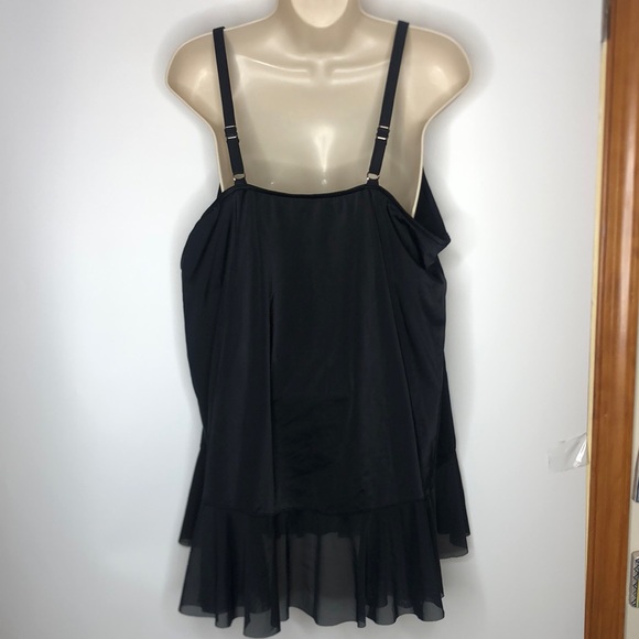NWT Swim Solutions Women’s Plus Size Pleated Tankini Top Black 20W PLUS SIZE - Picture 5 of 8